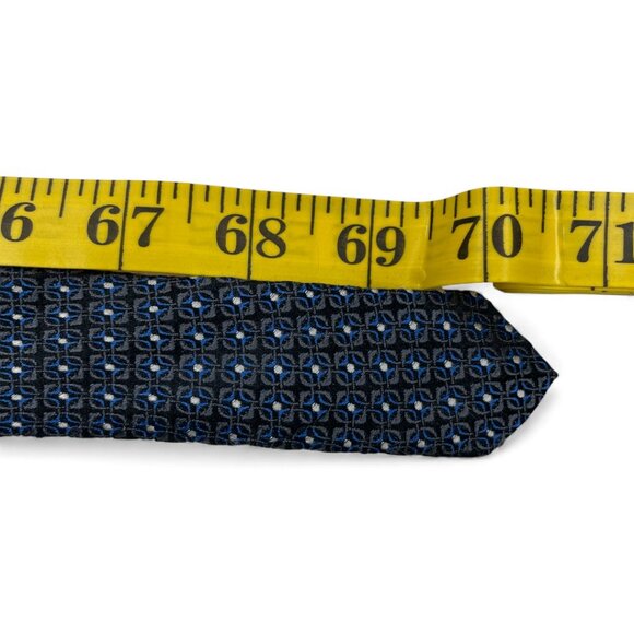Perry Ellis Silk Tie Geometric Blue Tall Long 3.5" x 70" - Picture 5 of 6